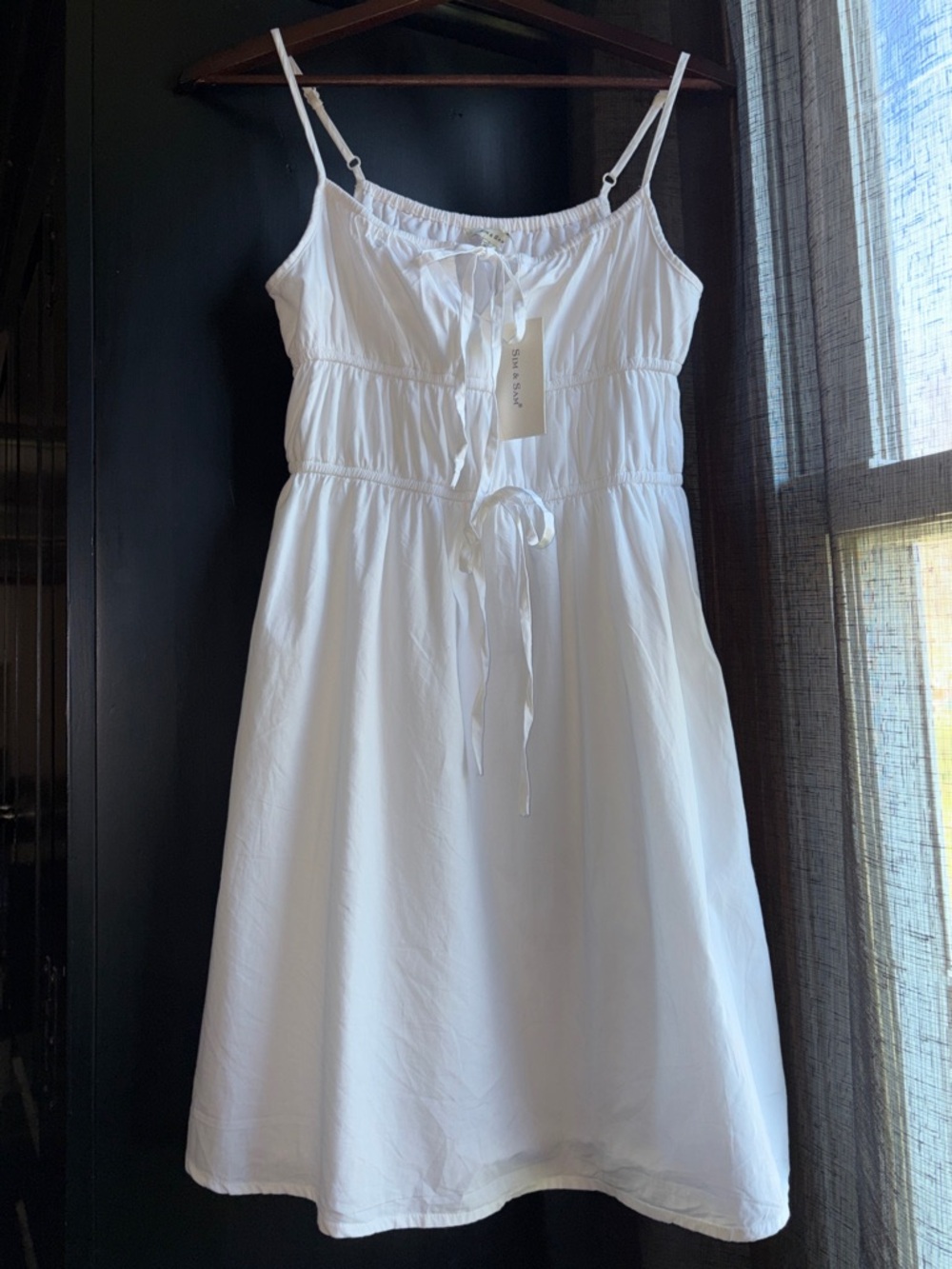 NWT Sim & Sam White Mini Summer Sundress with Pockets Size Small